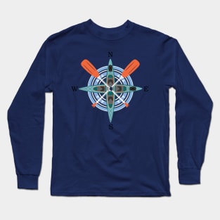 Canoe and Paddle Compass Rose Long Sleeve T-Shirt